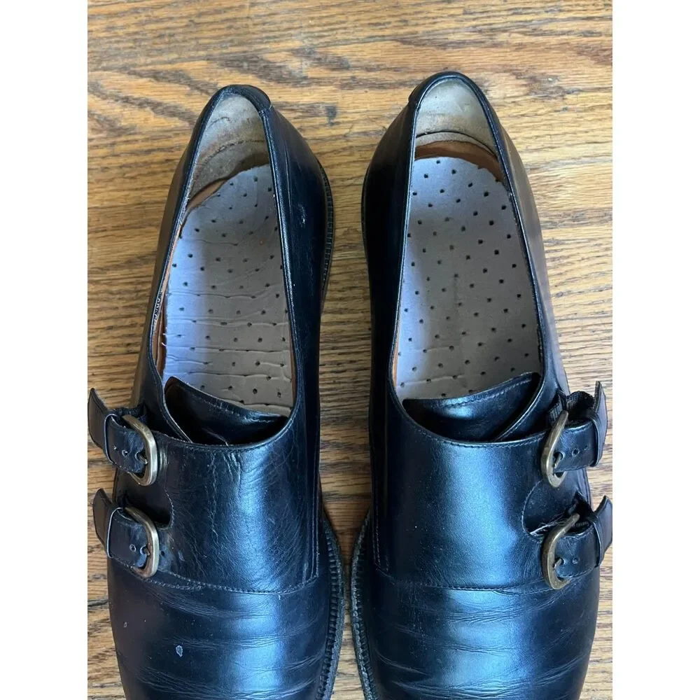 Salvatore Ferragamo Black Monk Strap Leather Buckle Dress Shoes   Mens Size 10.5 - Picture 6 of 9